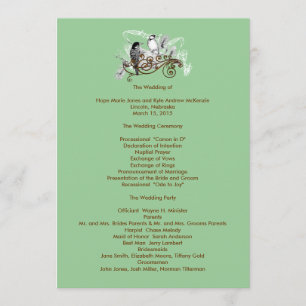 Vintage Love Birds Wedding Program