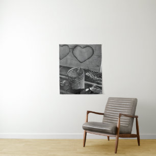 Vintage Love Black and White Tapestry
