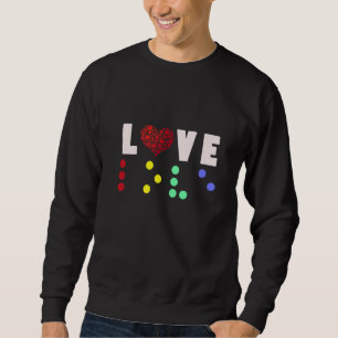 Vintage Love Braille love red heart Braille Dots Sweatshirt