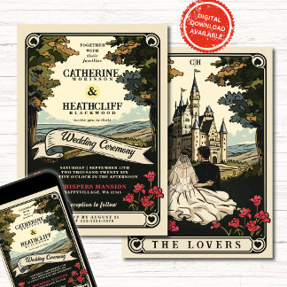 Vintage Love Bride and Groom | Tarot Wedding Invitation