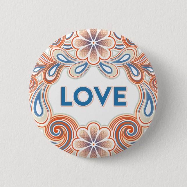 Vintage love button with flowers (Front)