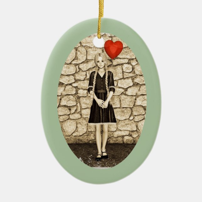 Vintage Love Ceramic Ornament (Front)