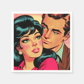 Vintage Love Couple Comics Napkin