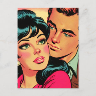 Vintage Love Couple Comics Postcard