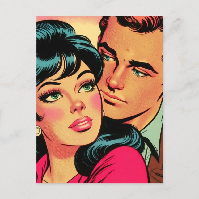 Vintage Love Couple Comics Postcard (Front)
