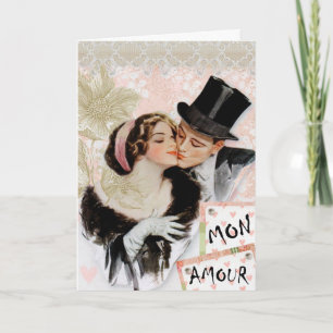 Vintage love couple Valentine's day Holiday Card
