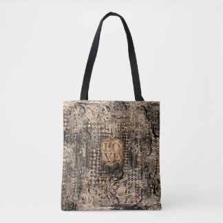 Vintage Love Distressed Design Tote Bag