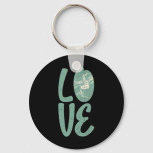 Vintage Love For Skiing T Shirt Ski Lift Snowboard Key Ring