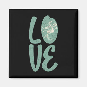 Vintage Love For Skiing T Shirt Ski Lift Snowboard Magnet