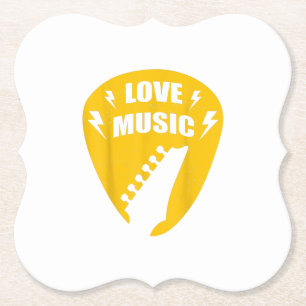Vintage Love Guitar Music Lover Gift Paper Coaster