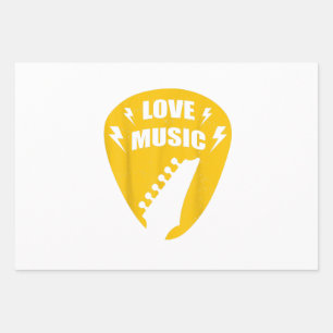 Vintage Love Guitar Music Lover Gift Wrapping Paper Sheet
