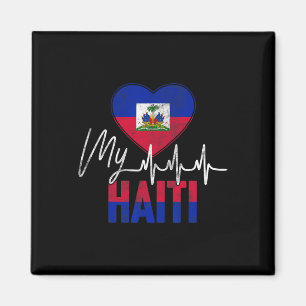 Vintage Love Haiti Beat Heart Flag Day Haitian Roo Magnet