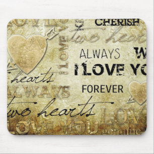 vintage love heart art mouse pad