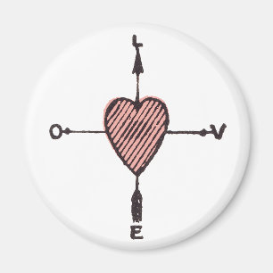 Vintage Love Heart Compass Magnet
