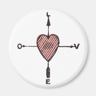 Vintage Love Heart Compass Magnet