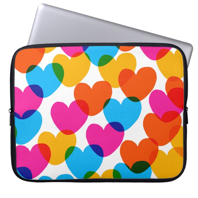 Vintage love heart, fun seamless background. laptop sleeve (Front)