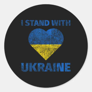 Vintage Love I Stand With Ukraine Support Ukrainia Classic Round Sticker