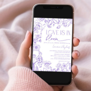 Vintage Love is in Bloom Lavender Bridal Shower Invitation