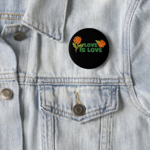 Vintage Love is love red roses art "Love is love" 6 Cm Round Badge
