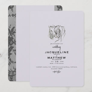 Vintage Love & Lace Lavender Wedding Invitation