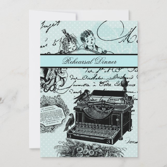 Vintage  Love Letters Rehearsal Dinner Invite (Front)