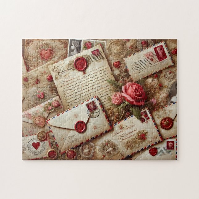 Vintage Love Letters Romantic Collage Jigsaw Puzzle (Horizontal)