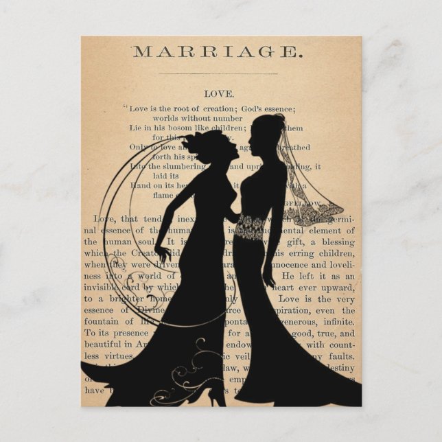 Vintage Love & Marriage Lesbian Wedding Longfellow Postcard (Front)