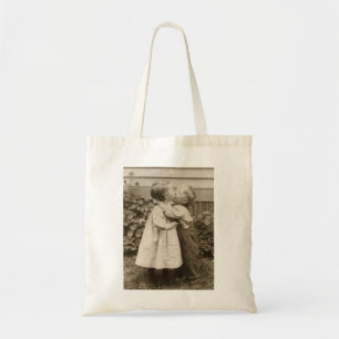 Vintage Love Photo of Children Kissing in a Garden Tote Bag
