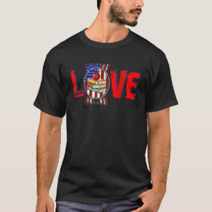 Vintage Love Proud American Flag Teacher 4th Of Ju T-Shirt