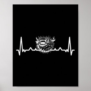 Vintage Love Pufferfish Heartbeat Puffer Fish Poster