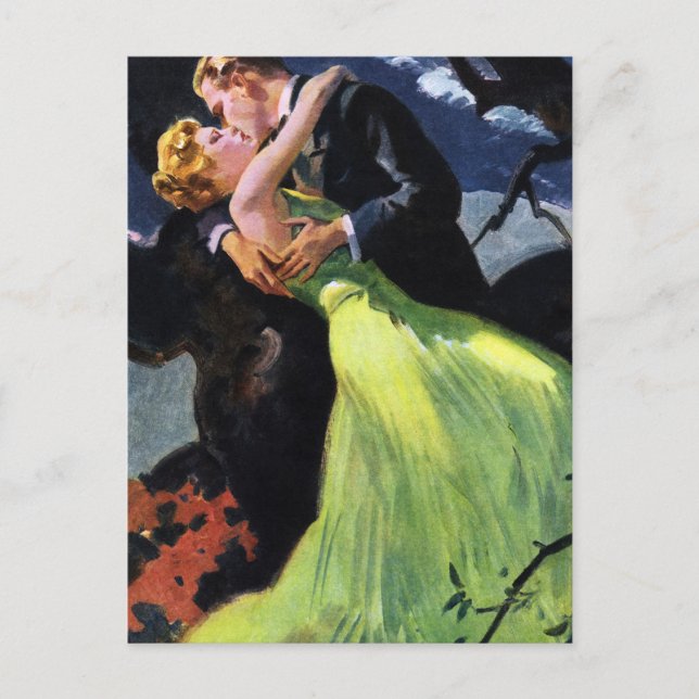 Vintage Love Romance Newlyweds, Change of Address Postcard (Front)