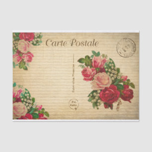 Vintage Love Romantic Roses Floral Flowers French Tissue Paper