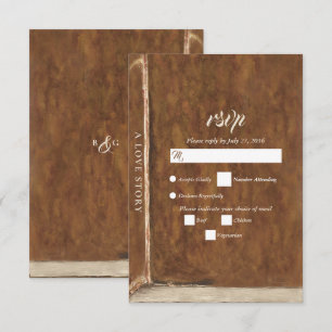 Vintage Love Story Fairytale Library Book Wedding RSVP Card