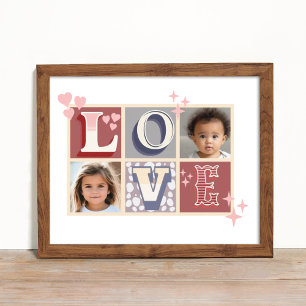 Vintage LOVE Valentine's Day Custom Photos Poster