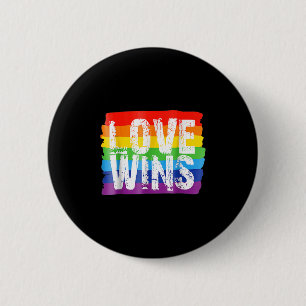 Vintage Love Win Rainbow Peace Sign Pride Lesbian 6 Cm Round Badge