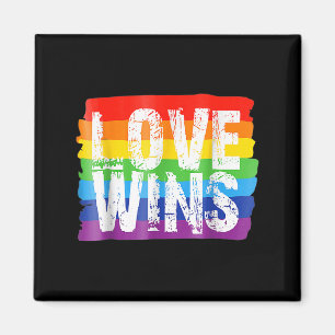 Vintage Love Win Rainbow Peace Sign Pride Lesbian Magnet