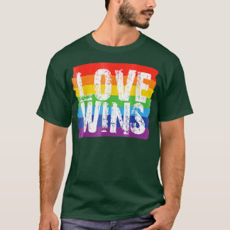 Vintage Love Win Rainbow Peace Sign Pride Lesbian  T-Shirt