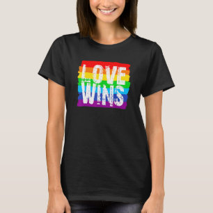 Vintage Love Wins Rainbow Peace Sign Pride Lesbian T-Shirt