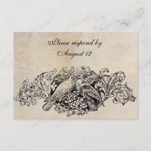 Vintage Lovebirds RSVP with envelopes Card