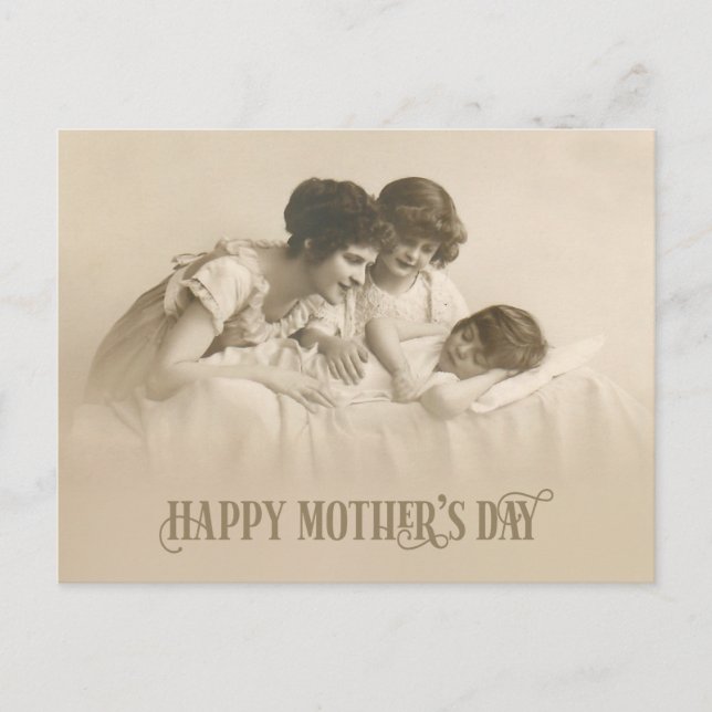 Vintage Loving Mother and Children Holiday Postcard (Front)