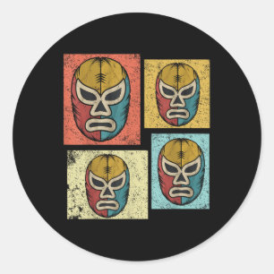 Vintage Lucha Libre Masks Funny Retro Mexican Luch Classic Round Sticker