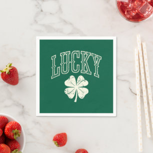 Vintage Lucky Clover St Patrick's Day Napkin