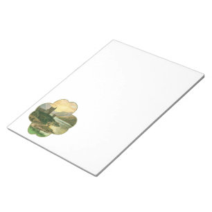 Vintage Lucky Gold Shamrock with an Irish Castle Notepad