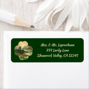 Vintage Lucky Gold Shamrock with an Irish Castle Return Address Label