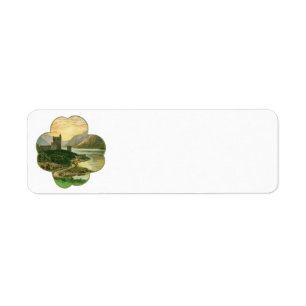 Vintage Lucky Gold Shamrock with an Irish Castle Return Address Label