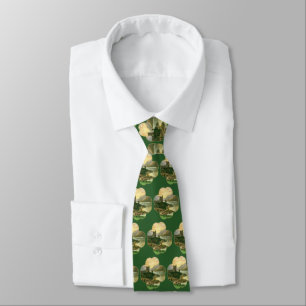 Vintage Lucky Gold Shamrock with an Irish Castle Tie