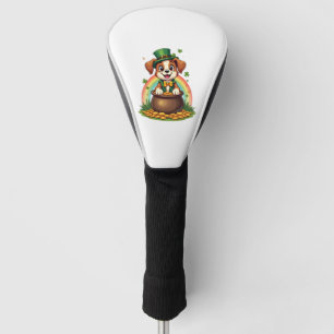 Vintage Lucky Leprechaun Puppy Rainbow Pot of Gold Golf Head Cover