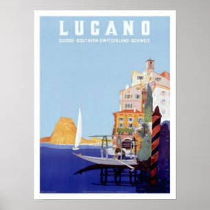 Vintage Lugano, Switzerland Travel Poster