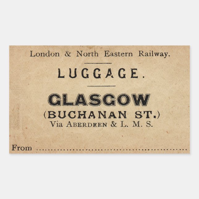 Vintage Luggage Label Glasgow Wristlet Purse (Front)