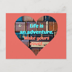 Vintage Luggage Life Is An Adventure Motivational Postcard
